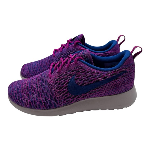 Nike Roshe One Flyknit Shoes Womens 9‎ Fuchsia Royal Blue Sneakers 704927-501 - Picture 6 of 10